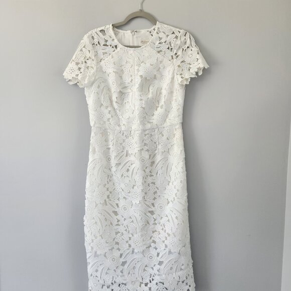 Shoshanna Lace Sheath Dress White Sz 8 - Picture 15 of 17